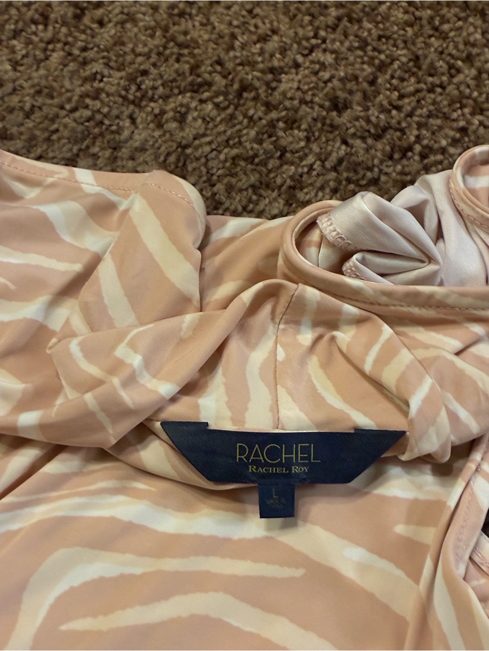 Rachel Zoe Blush Pink and Cream Zebra-Print Camisole Top